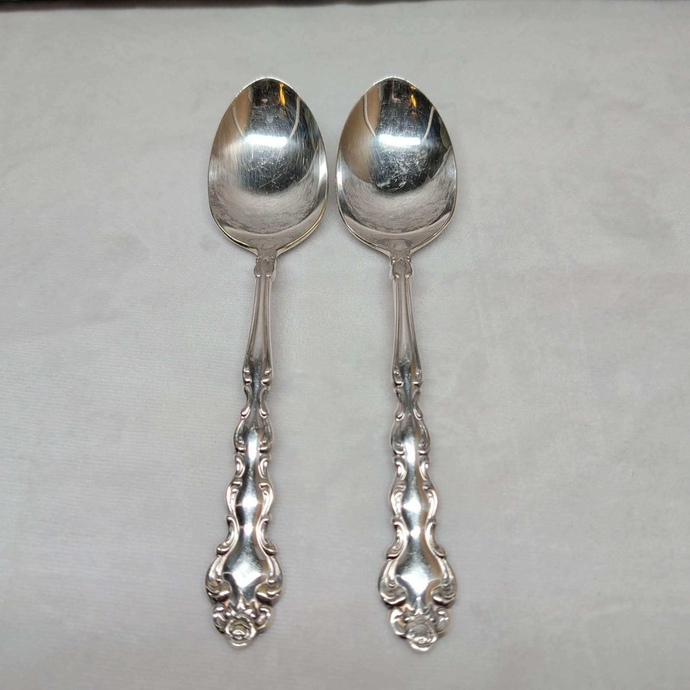 Oneida Community Beethoven Silverplate Teaspoons Set of 2 Floral Rose 6in